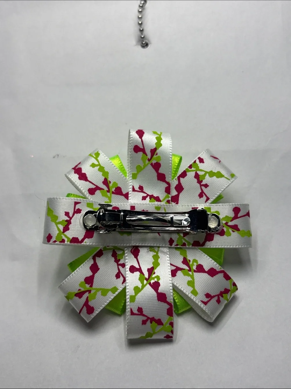 Butterfly Ribbon Hair Bow - Lime Green & Purple